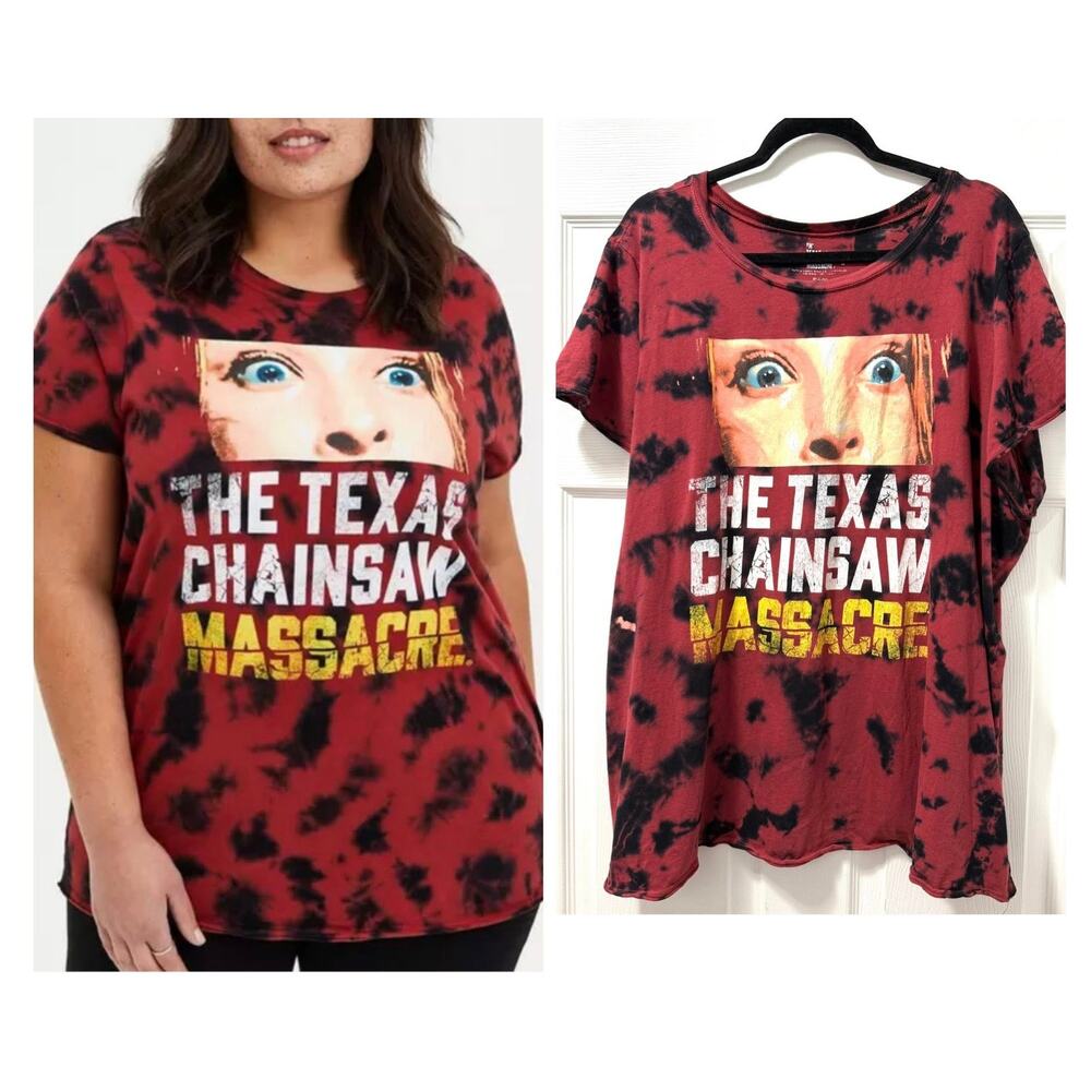 Torrid Texas Chainsaw Massacre Tie Dye Tee T Shirt  Size‎ 4 4X 26 Horror Graphic